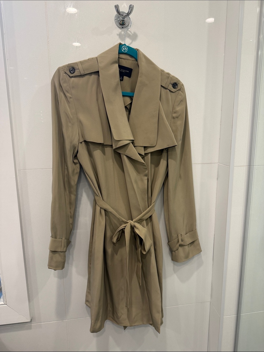 Ann Taylor Light Khaki Tie-Waist Trench Coat